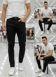 TMY SOLID BLACK DENIM RELAX FIT JEANS