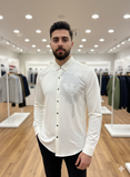 EMP LUXURY WHITE WITH ARMANI EAGLE LOGO LONG-SLEEVE IMPORTED SHIRT