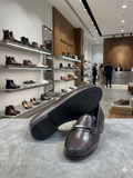 Rosso Brunello Men's Dark Brown Leather Hardware-Detail Loafers
