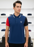 FRD PRRY x CDG COLOR-BLOCK NAVY POLO T-SHIRT