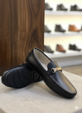 D&G Men’s Designer Leather – Premium Slip-On Collection with Gold-Tone Signature Hardware Loafers