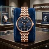 Emporio Armani Rose Gold Crystal-Accent Dress women's WATCH