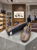 Tommy hilfiger  Polished Brown Leather Horsebit Loafers