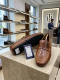 TMY Premium Tan Croc-Embossed Leather Loafers