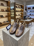 Tommy hilfiger  Polished Brown Leather Horsebit Loafers