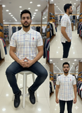 USP A WHITE PLAID CHECK POLO T-SHIRT