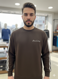 A-X BROWN SWEATSHIRT WITH METALLIC LOGO BADGE FULL SLEEVE T-SHIRT