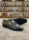 ZONCASTERR Men’s Pebble-Grain Espresso Loafers