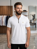 C-k ZIP-NECK PIQUE POLO T-SHIRT