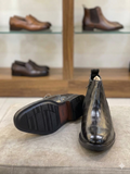 ZRA Black Croc-Embossed Leather Chelsea Boots