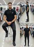 BLMN PARIS "B" LOGO PIQUE POLO T-SHIRT