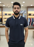 A-X TONAL BOX LOGO PIQUE POLO T-SHIRT
