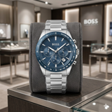 Hugo Boss Grand Prix Blue Dial Chronograph Stainless Steel Watch