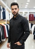 IMPORTED PARTY WEAR OPULENT SWIRL STONE WORK SLIM FIT DESIGNER SHIRT