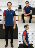 FRD PRRY x CDG COLOR-BLOCK NAVY POLO T-SHIRT