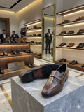 FRANK Men's Luxury Coffee Brown Dress Loafers