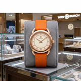 Tory Burch Phipps Orange Leather Ladies Watch