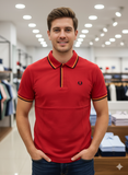 FRD PRRY MEN'S RED POLO SHIRT WITH BLACK AND GOLD TIPPING