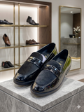 A-X Dual-Texture Midnight Black Penny Loafers