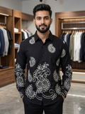 IMPORTED PREMIUM PAISLEY EMBROIDERED ARTISAN DESIGNER SHIRT