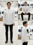 TMY MEN'S WHITE SHIRT WITH RED & NAVY TRIM