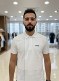 HG BSS WHITE STRIPE-ACCENTED POLO T-SHIRT