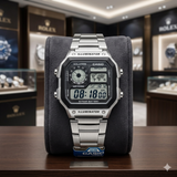 CASIO AE-1200WH-1A "World Time" Royale metal strap watch