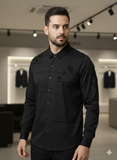 IMPORTED DESIGNER BLACK BEADED PALM TREE SHIRT