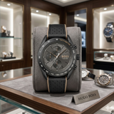 Hugo Boss Grand Prix Chronograph Black Perforated Leather Watch