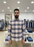 TMY NAVY & PINK PLAID SHIRT – SLIM FIT BUTTON-DOWN – PREPPY CHECK DESIGN OG SHIRT