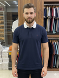 TMY CONTRAST COLLAR PIQUE POLO T-SHIRT