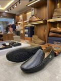 United Colors of Benetton Men's Textured Leather Driver Loafers
