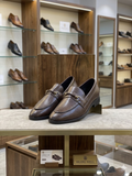 FRANK Men's Luxury Coffee Brown Dress Loafers