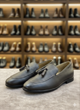 ZONCASTERR Men’s Pebble-Grain Espresso Loafers