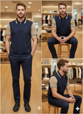 HG BSS TWO-TONE QUARTER-ZIP POLO T-SHIRT