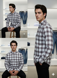 TMY CLASSIC RED, WHITE, AND NAVY PLAID SHIRT