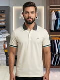A-X CONTRAST TIPPED PIQUE POLO T-SHIRT