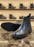 HENDERSON Men's Black Leather Zip-Up Chelsea Boots