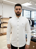 DIOR IMPORTED WHITE COLLARED WITH DIOR CHEST LOGO SHIRT