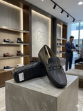 TMY Premium Black Micro-Textured Horsebit Loafers