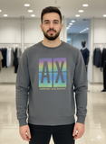 A-X GREY SWEATSHIRT CREWNECK WITH SMALL CHEST LOGO FULL SLEEVE T-SHIRT