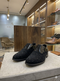 BLUE HILLS Premium Men's Black Textured Oxfords shoes