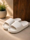 Adidas White Textured Comfort Slides