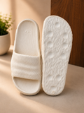 Adidas White Textured Comfort Slides