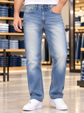 DSL INDUSTRY STRAIGHT FIT LIGHT WASH STRETCH JEANS