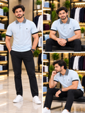 HKT LONDON STRIPED COLLAR EMBROIDERED POLO T-SHIRT