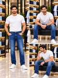 USP A REGULAR FIT MID-WASH BLUE JEANS