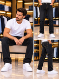ZRA STRAIGHT FIT CONTRAST-STITCHED RAW BLACK JEANS