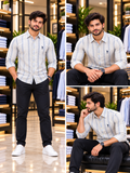 USP A REGULAR FIT TEXTURED STRIPED CASUAL OG SHIRT