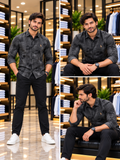 USP A REGULAR FIT TEXTURED ABSTRACT CAMO PRINT CASUAL OG SHIRT